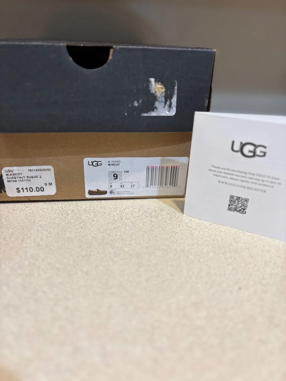 NWT MENS UGG ASCOT CHESTNUT SUEDE SLIPPERS SZ 9